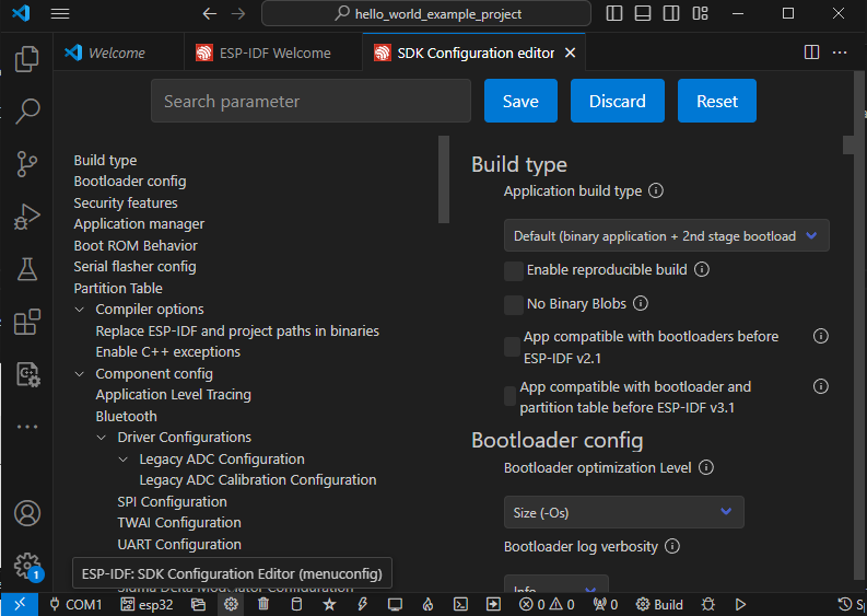 SDK Configuration (Menuconfig - GUI version)
