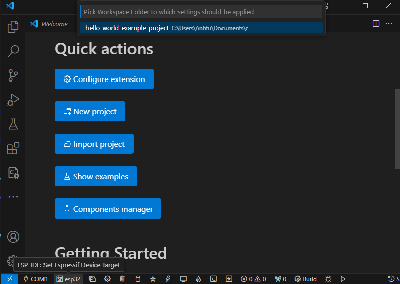 Set target device for the project