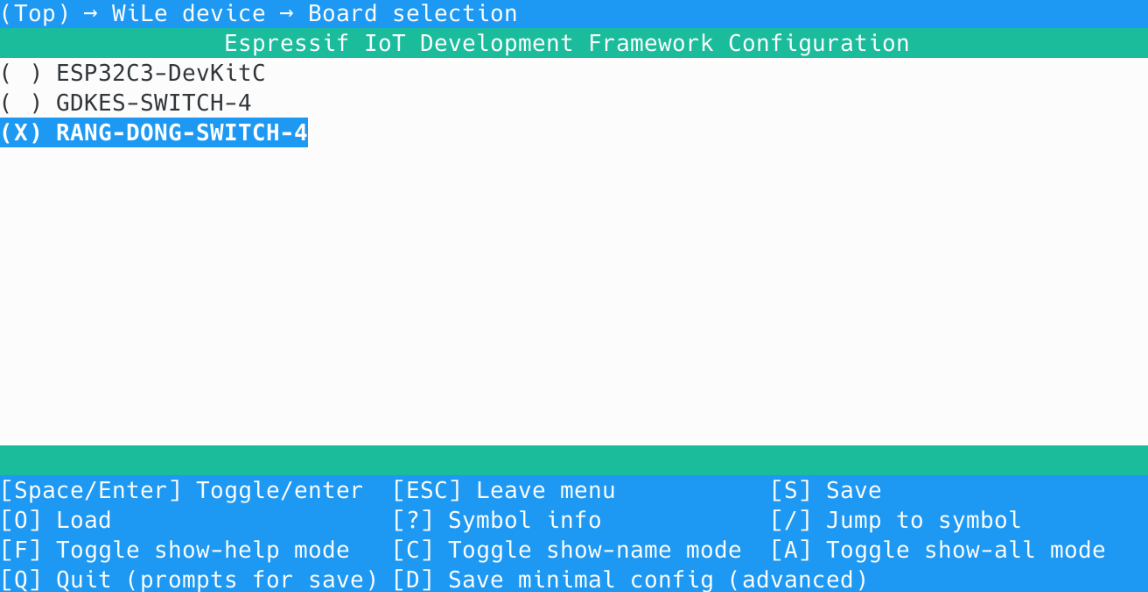 Project configuration - WILE device - Board Selection