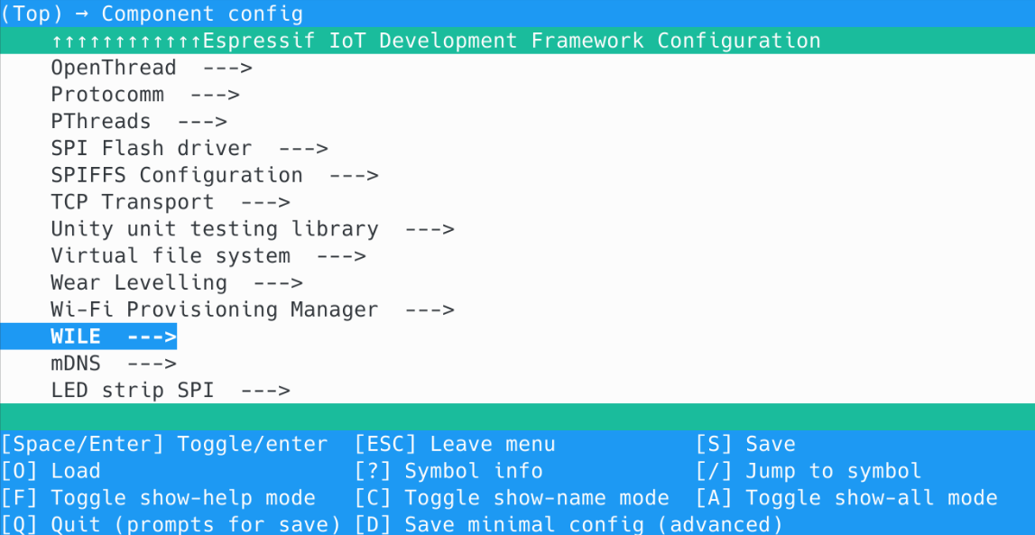 Project configuration - Component Config - WILE