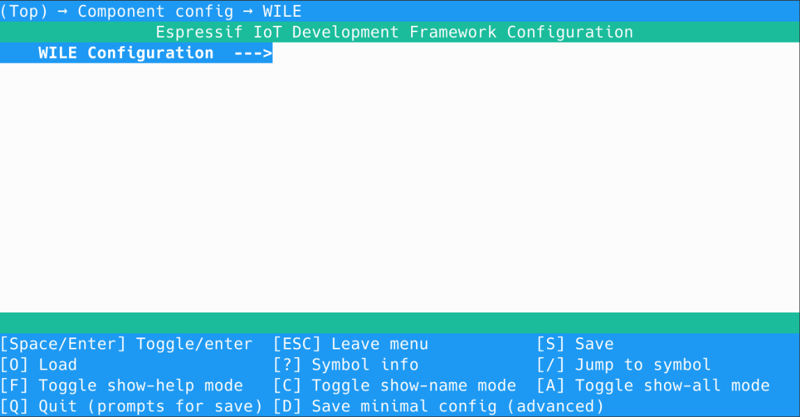 Project configuration - Component Config - WILE